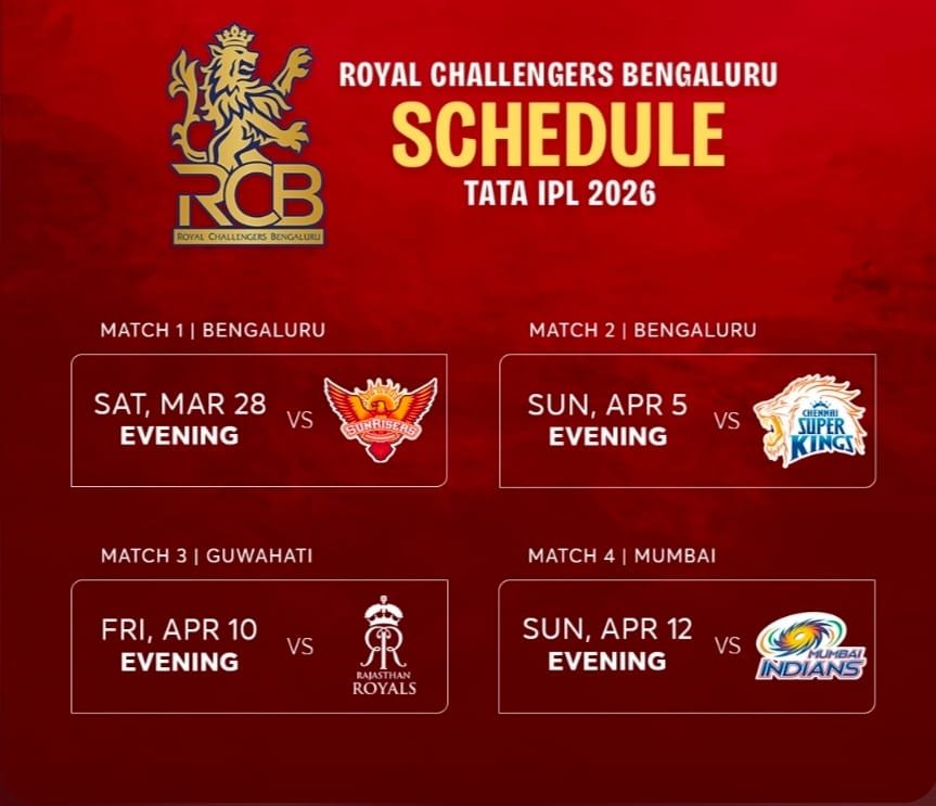 IPL 2026 Schedule RCB vs Sunrisers Opening Match